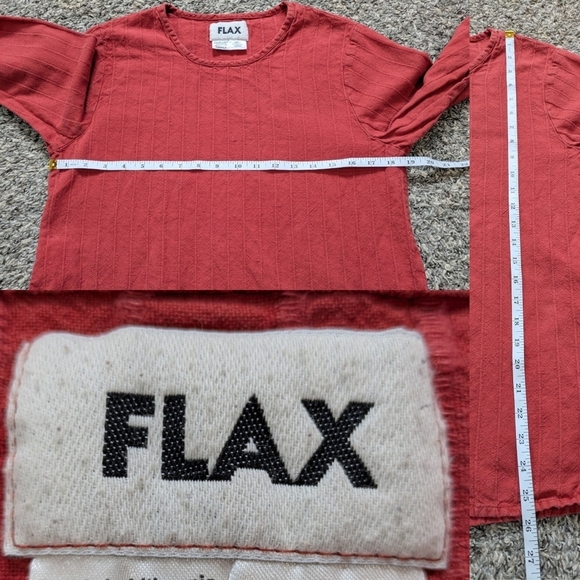 Flax Red/Orange Linen Cotton Blend Long Sleeve Top S - Picture 7 of 7